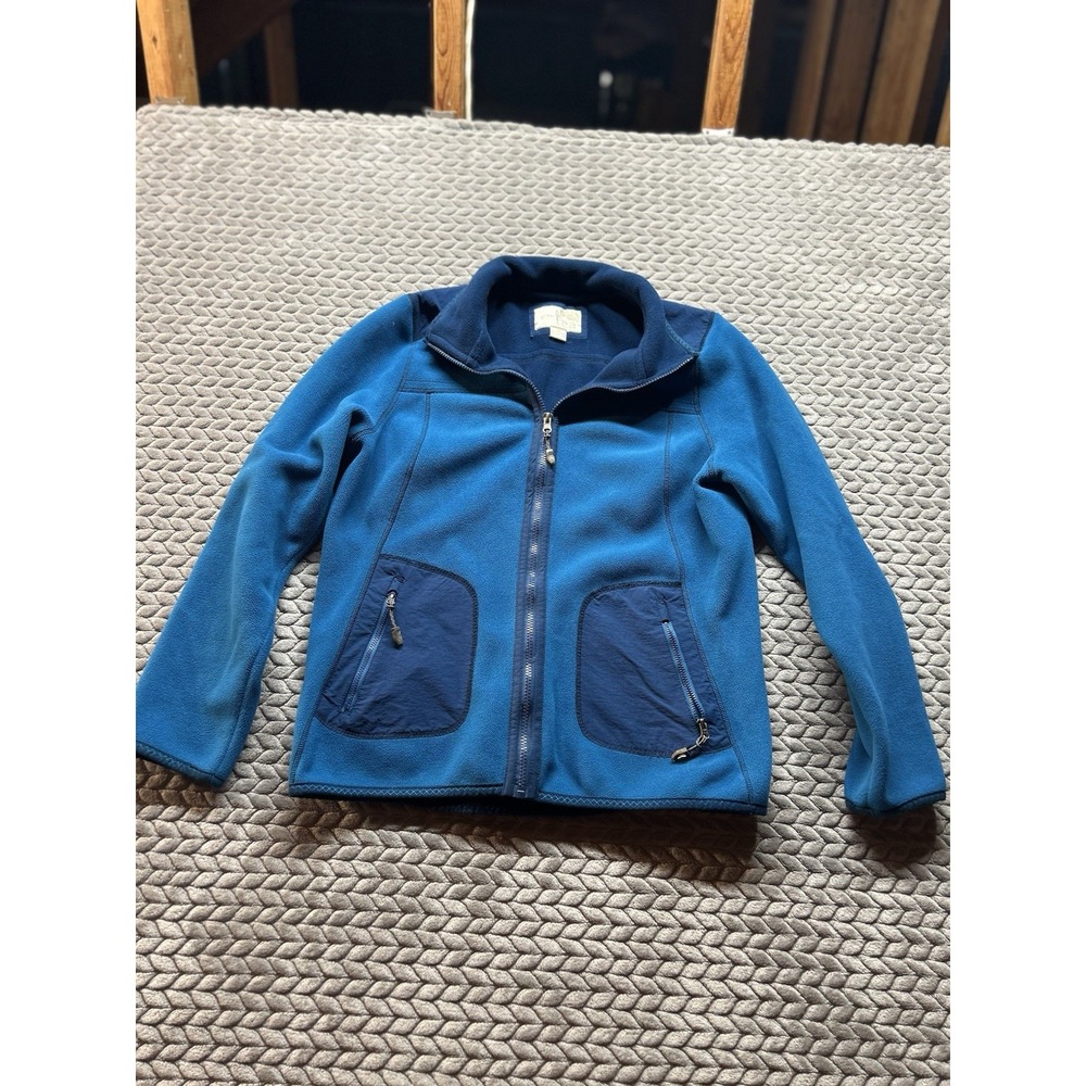 Green Tea Womens Large Blue Fleece Jacket Full Zip Outdoor Hiking Zip Pockets
